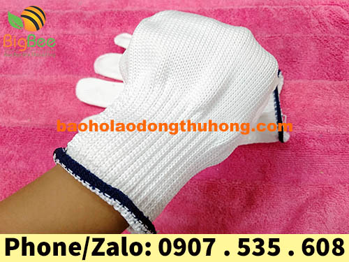 bao tay len trắng sợi pokly mềm mịn ở bề mặt
