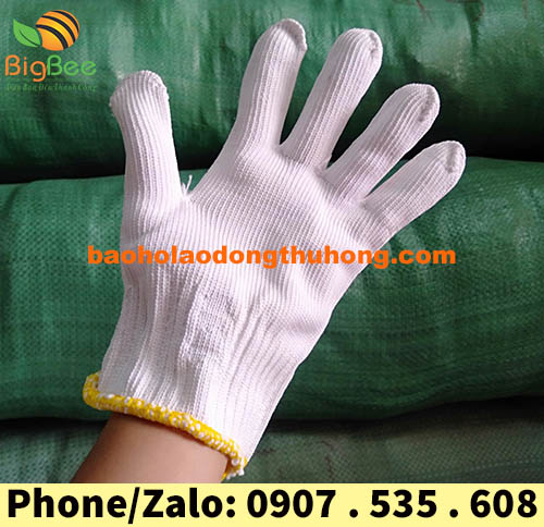 bao tay len trắng sợi poly