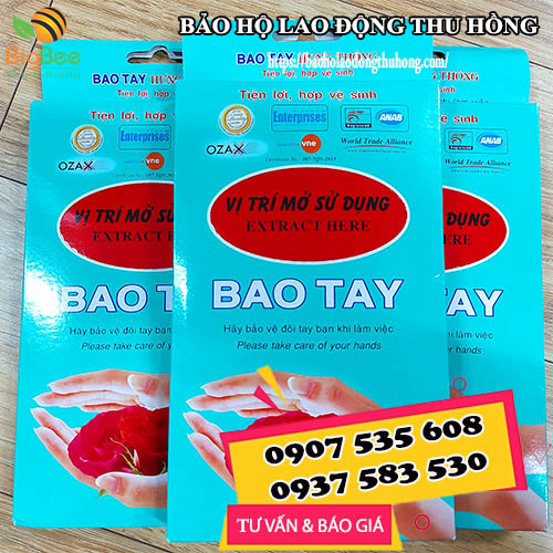 bao tay nilon hộp 100 cái dùng trong chế biến thực phẩm