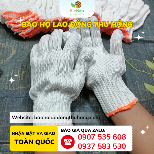 Bao tay sợi len poly trắng cổ dài bảo hộ lao động Bao tay sợi len poly trắng cổ dài bảo hộ lao động