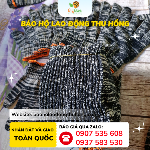 Bao tay sợi muối tiêu 70g Bao tay sợi muối tiêu 70g hàng xưởng bịch 10 đôi