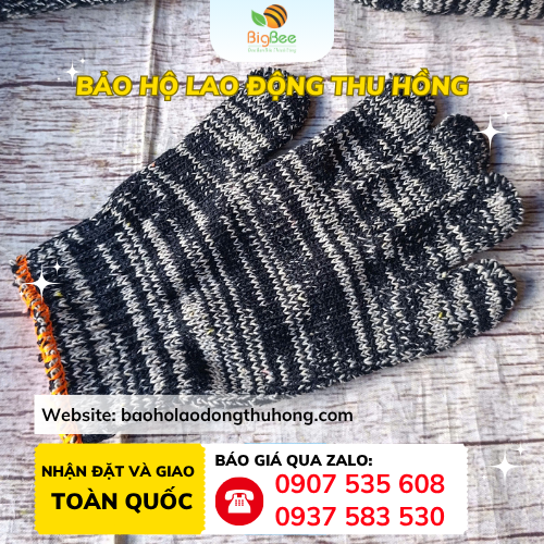 Bao tay sợi muối tiêu 70g Bao tay sợi muối tiêu 70g viền cổ cam