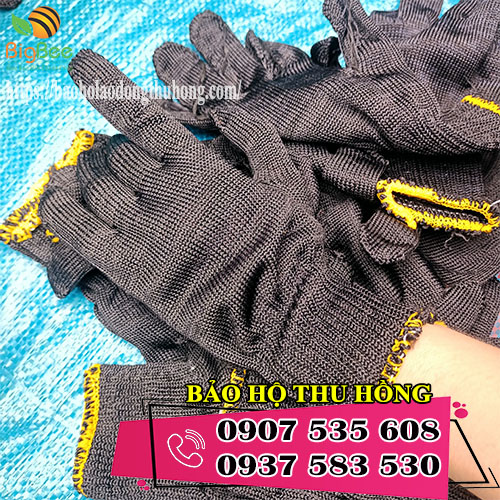 bao tay sợi poly đen viền