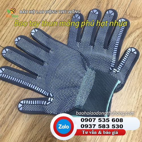 Bao tay thun mỏng phủ hạt nhựa chống trơn màu đen Bao tay thun mỏng phủ hạt nhựa chống trơn 1