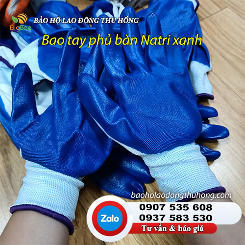 Bao tay thun phủ bàn Natri màu xanh lòng bàn tay Bao tay thun phủ bàn Natri xanh 01