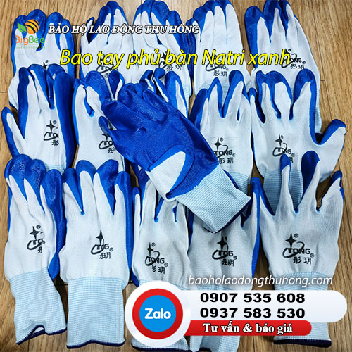 Bao tay thun phủ bàn Natri xanh siêu bám dính Bao tay thun phủ bàn Natri xanh 02