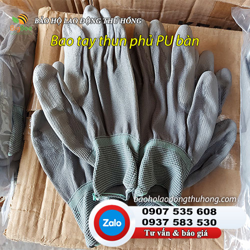 Bao tay thun phủ PU bàn chống tĩnh điện hiệu quả Bao tay thun phủ PU bàn màu xám 03