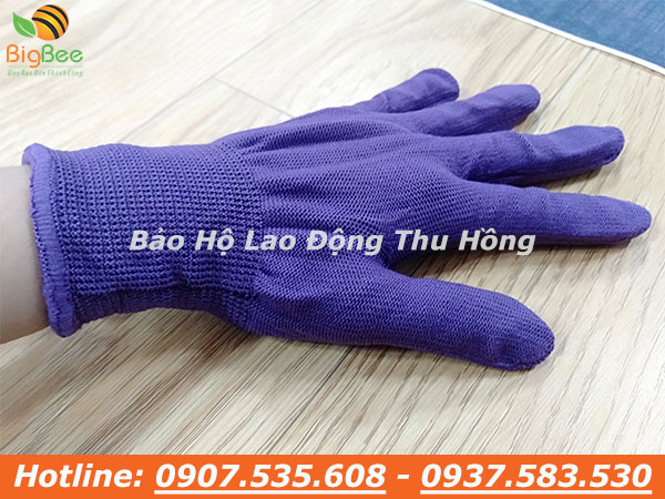 Bao tay thun tím kim 13 mỏng nhẹ, siêu co giãn