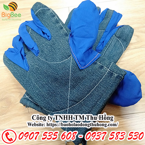 bao tay vải jean may 2 lớp