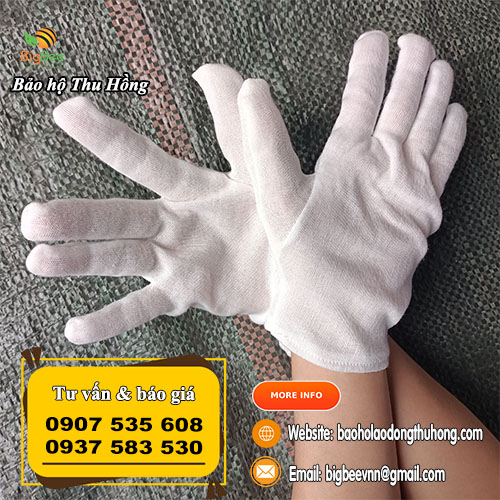 Bao tay vải PE màu trắng dùng cho công nhân Bao tay vải PE màu trắng dùng cho công nhân