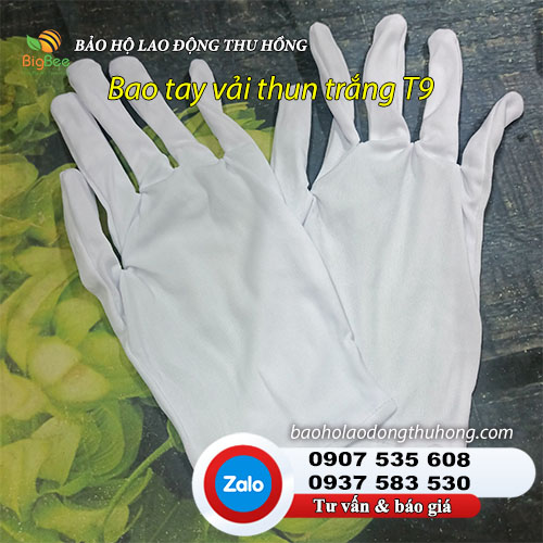 Bao tay vải T9 màu trắng bảo hộ 01 Bao tay vải T9 màu trắng bảo hộ 01