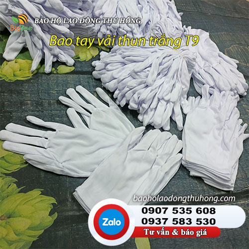Bao tay vải T9 màu trắng bảo hộ 02 Bao tay vải T9 màu trắng bảo hộ 02