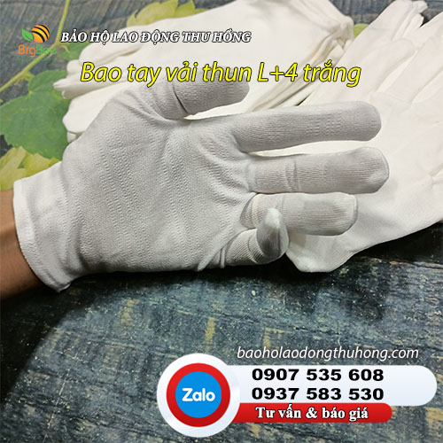 Bao tay vải thun L+4 màu trắng cho công nhân 01 Bao tay vải thun L+4 màu trắng cho công nhân 01