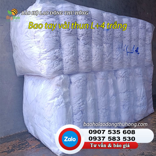 Bao tay vải thun L+4 màu trắng cho công nhân 03 Bao tay vải thun L+4 màu trắng cho công nhân 03