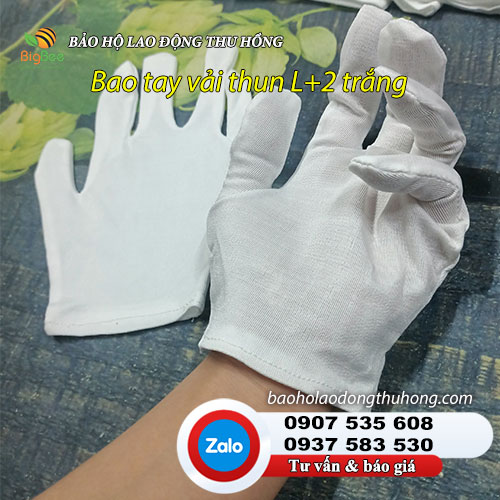 Bao tay vải thun màu trắng L+2 cho công nhân xí nghiệp may mặc Bao tay vải thun màu trắng L+2 cho công nhân xí nghiệp may mặc
