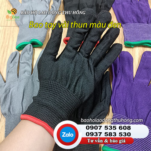 Bao tay vải thun mỏng màu đen 01 Bao tay vải thun mỏng màu đen 01