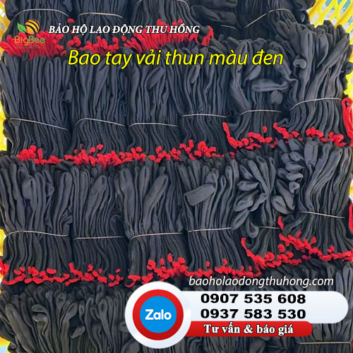 Bao tay vải thun mỏng màu đen 02 Bao tay vải thun mỏng màu đen 02