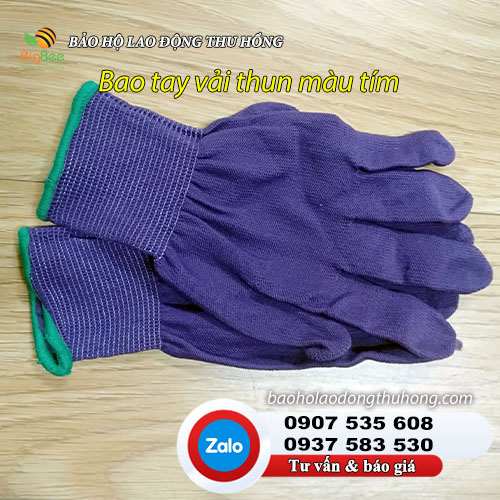 Bao tay vải thun mỏng màu tím dệt kim 13 Bao tay vải thun mỏng màu tím 01