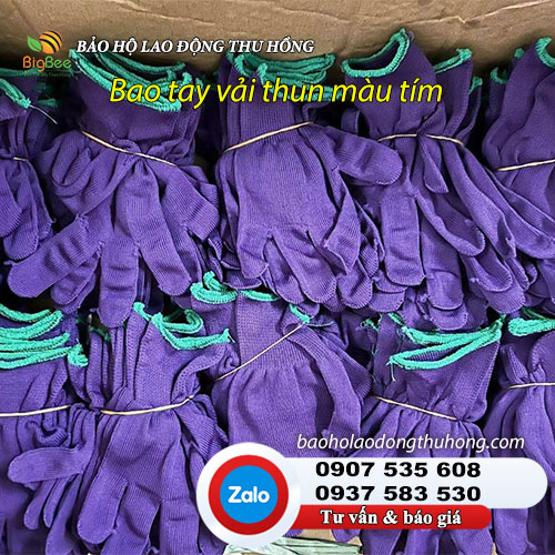 Bao tay vải thun mỏng màu tím an toàn trong lao động Bao tay vải thun mỏng màu tím 03