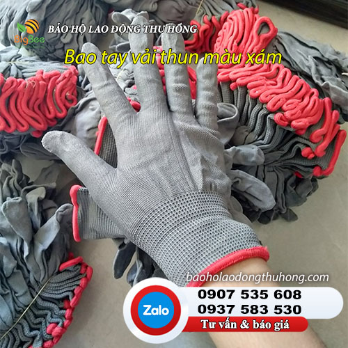 Bao tay vải thun mỏng màu xám 01 Bao tay vải thun mỏng màu xám 01
