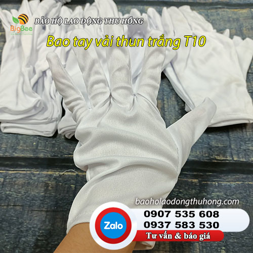 Bao tay vải thun T10 trắng cho công nhân Bao tay vải thun T10 trắng size nam nữ 01