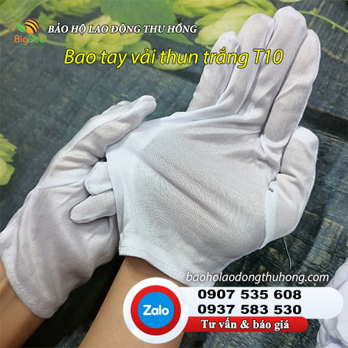 Bao tay vải thun T10 trắng siêu mỏng nhẹ cho tay Bao tay vải thun T10 trắng size nam nữ 02