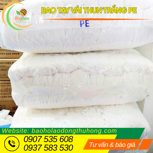 Bao tay vải thun trắng PE giá sỉ từ 1000 đôi Bao tay vải thun trắng PE giá sỉ từ 1000 đôi