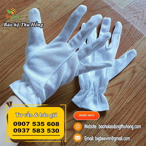 Bao tay vải trắng ráp kẻ vải polyester Bao tay vải trắng ráp kẻ vải polyester