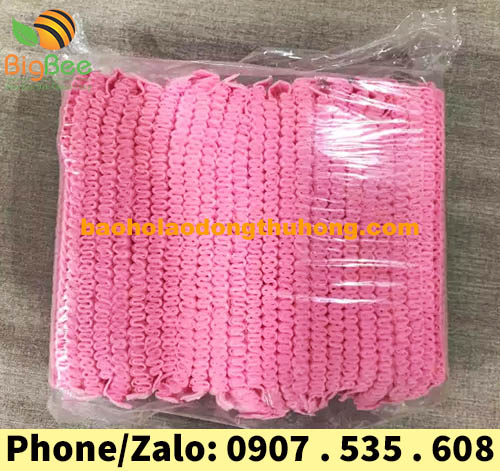 bịch 100 cái mũ trùm tóc phẫu thuật con sâu màu hồng