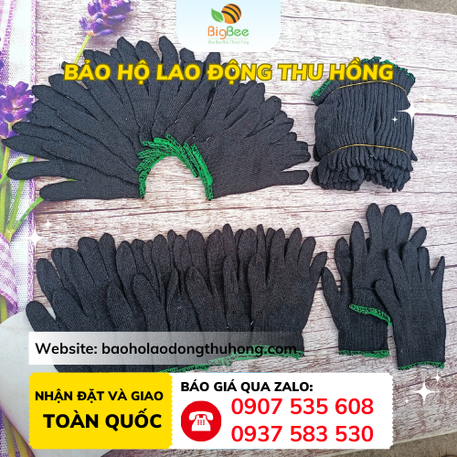 Găng tay len bảo hộ xám đen 70g - 80g Bỏ sỉ găng tay len bảo hộ xám đen 70g-80g giá rẻ cho ngành cơ khí