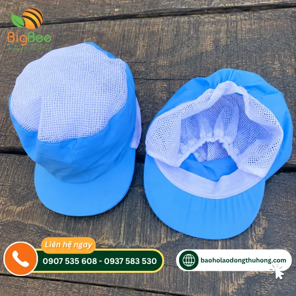 Cấu tạo mặt trước và mặt sau nón công nhân màu xanh Cấu tạo mặt trước và mặt sau nón công nhân màu xanh