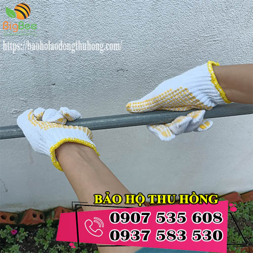 chi tiết bao tay len phủ hạt nhựa