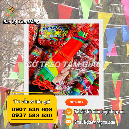 Cờ treo tam giác bằng vải cuộn 10m Cờ treo tam giác bằng vải cuộn 10m