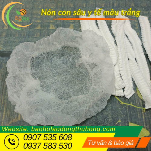 Nón trùm tóc con sâu y tế màu trắng Cung cấp nón trùm đầu con sâu y tế giá tốt nhất