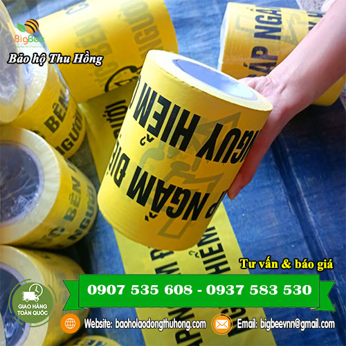 cuộn băng cảnh báo cáp ngầm nguy hiểm màu vàng đen