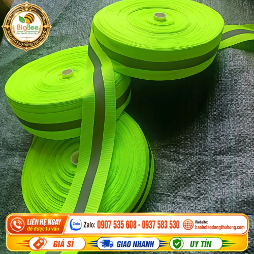 Cuôn dây phản quang vải dùng may đồ bảo hộ Cuộn dây phản quang vải dài 100m may đồ bảo hộ lao động