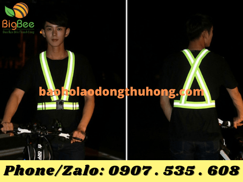 dây - áo phản quang đi phượt ban đêm bằng thun màu xanh
