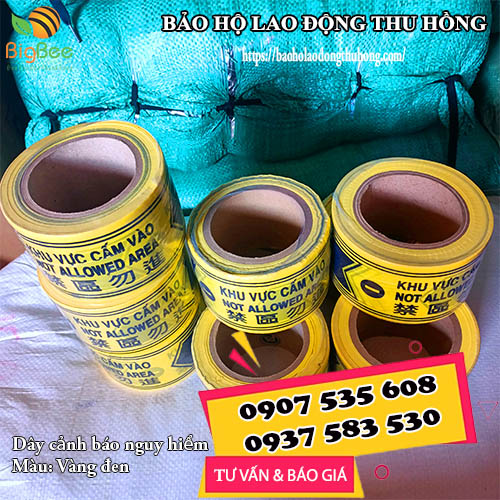 dây cảnh báo nguy hiểm vàng đen dài 100m cho công trình