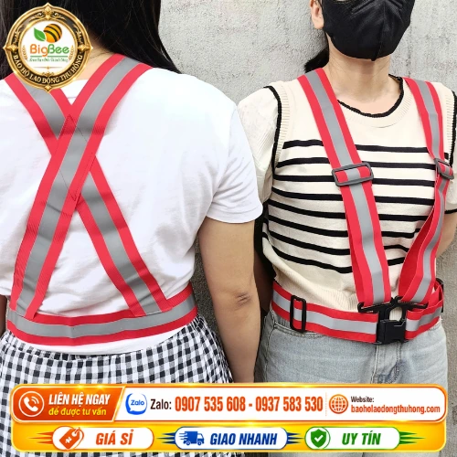 Dây đeo phản quang chữ X có đai an toàn Dây đeo phản quang chữ X có đai an toàn