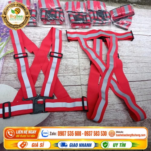 Dây đeo phản quang công trình chữ X kẻ sọc Dây đeo phản quang công trình chữ X kẻ sọc