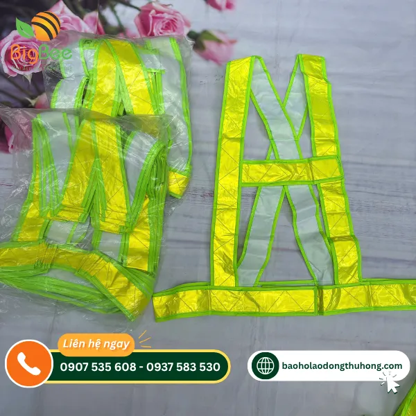 Áo dây phản quang xanh chuối đóng gói số lượng lớn Áo dây phản quang xanh chuối đóng gói số lượng lớn