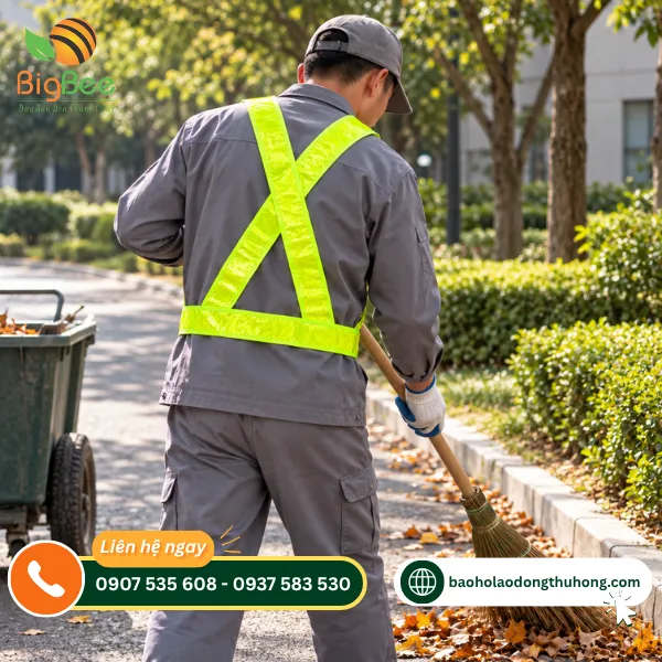 Dây đeo phản quang mặt sau cho công nhân vệ sinh ngoài trời Dây đeo phản quang mặt sau cho công nhân vệ sinh ngoài trời