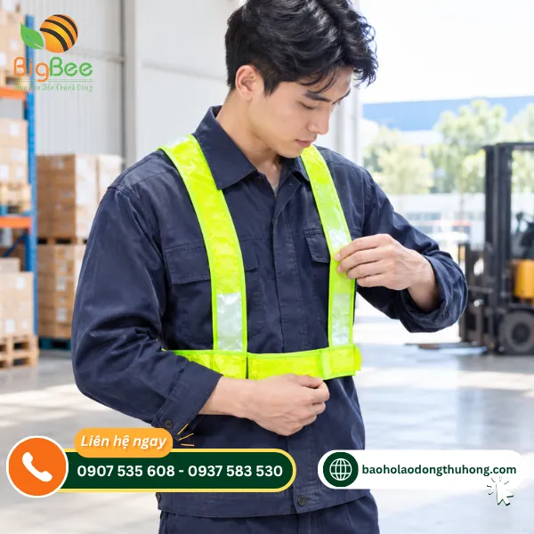 Mặt trước áo đeo phản quang bên ngoài đồng phục Mặt trước áo đeo phản quang bên ngoài đồng phục