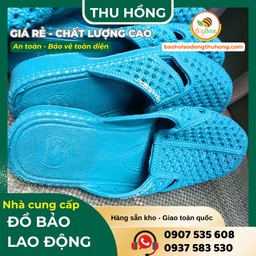 Dép nhựa tổ ong bít mũi màu xanh dương đế 3cm Dép nhựa tổ ong bít mũi màu xanh dương đế 3cm