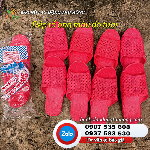 Dép nhựa tổ ong màu đỏ tươi 02 Dép nhựa tổ ong màu đỏ tươi 02