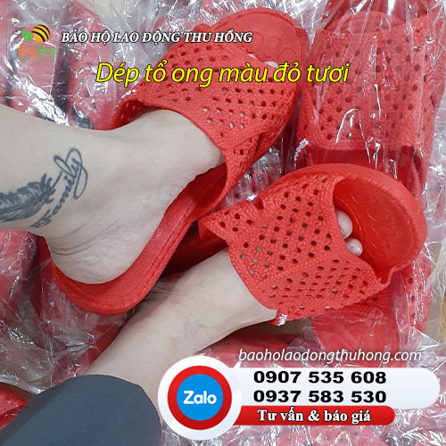 Dép nhựa tổ ong màu đỏ tươi 03 Dép nhựa tổ ong màu đỏ tươi 03