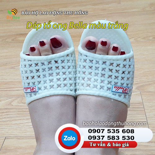 Dép tổ ong Bella màu trắng nhựa dẻo cao cấp Dép tổ ong Bella màu trắng size nữ 02