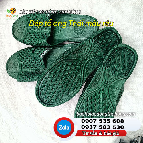 Dép tổ ong Thái Lan nam nữ màu xanh rêu 01 Dép tổ ong Thái Lan nam nữ màu xanh rêu 01