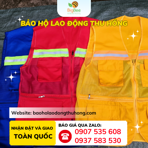 Đủ màu áo gile phản quang 4 túi hộp Đủ màu áo gile phản quang 4 túi hộp