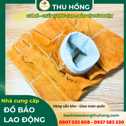 Găng tay bảo hộ da hàn GNC 14 inch may 2 lớp Găng tay bảo hộ da hàn GNC 14 inch may 2 lớp